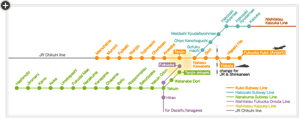 Fukuoka City Subway  Nishitetsu Tenjin Omuta Line Route Map
